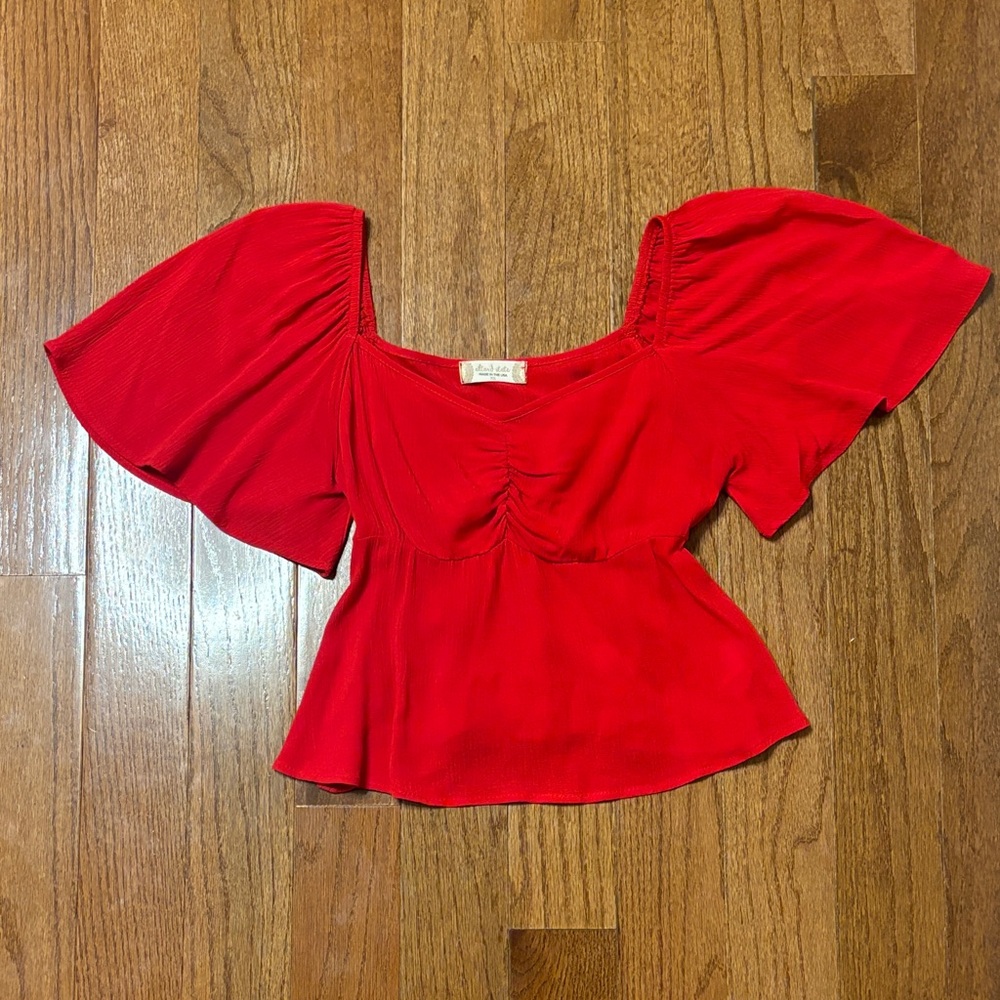 Altar d’state red babydoll flutter sleeve top - XS